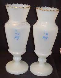 Antique Victorian Milk Glass Vases