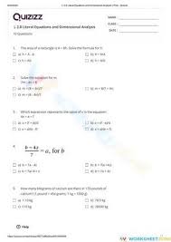 And Dimensional Ysis Worksheet