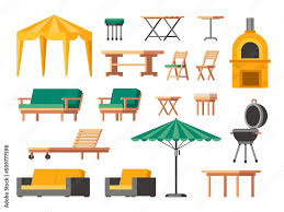 Vetor Garden Furniture Cartoon Wooden