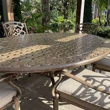 6 Seater Oval Metal Garden Dining Set