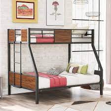 Athmile Brown Twin Over Full Bunk Bed