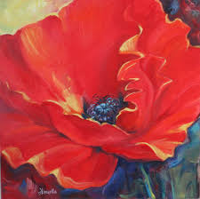 Red Poppy Painting By Elina Kondratyuk