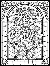Stained Glass Window With A Rose Design