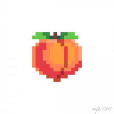 Peach Pixel Art Icon Fruit Logo