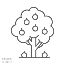 Orange Tree Icon Simple Outline Style