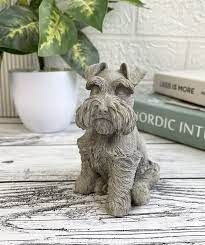 Concrete Schnauzer Dog Statue Pet Loss
