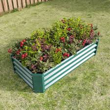 47 In L X 24 In W X 12 In H Green Outdoor Metal Raised Garden Bed Planter Box For Vegetables Flowers Herbs Plants