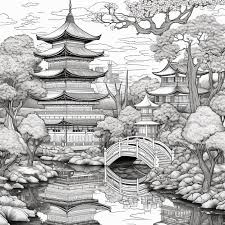 Japanese Garden With A Bridge Generative Ai