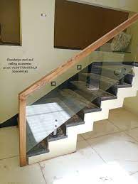 Wooden Glass Railing Color Brown At
