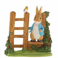 Peter Rabbit On Wooden Stile Figurine