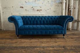 Teal Blue Velvet Chesterfield Sofa