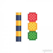 Traffic Light Icon Pixel Art Flat