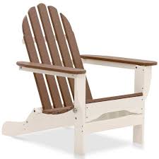 Durogreen Icon White And Teak Plastic Folding Adirondack Chair