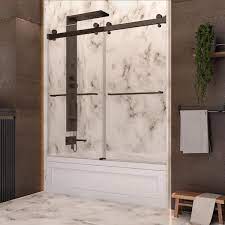 Sliding Frameless Glass Bypass Tub Door