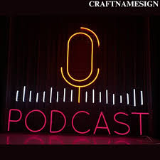 Podcast Neon Sign Podcast Microphone