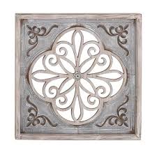 Litton Lane Wood Gray Scroll Wall Decor