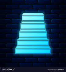 Glowing Neon Staircase Icon Isolated On