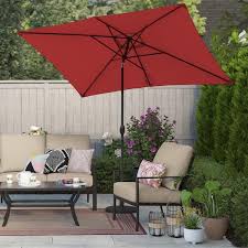 Kadehome 10 Ft Patio Aluminum Pole Rectangular Market Umbrella In Red