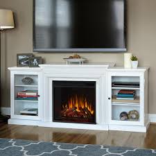 Frederick 72 Tv Stand With Fireplace Real Flame Color White