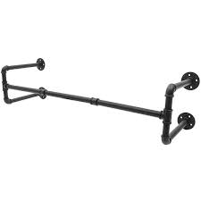 Yiyibyus Black Iron Wall Mounted Industrial Pipe Clothes Rack 39 37 In X 9 8 In