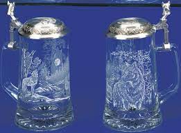 Glass Beer Stein With Pewter Lid
