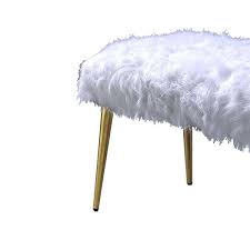 Gold Faux Fur Upholstered Metal Bench