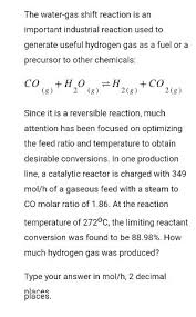 Answered The Water Gas Shift Reaction
