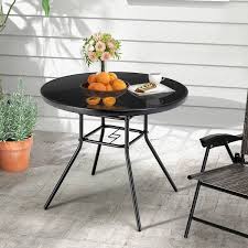 Costway 34 In Patio Dining Table Round