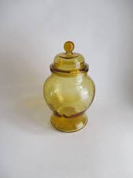 Vintage Canister Jar Amber Glass 10