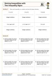 Solving Inequalities Worksheets