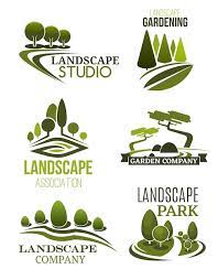 Landscape Design Icons With Green Trees