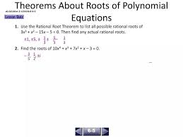 Roots Of Polynomial Equations