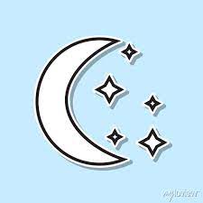 Moon And Stars Sticker Icon Simple