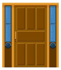 Wooden Front Door Cartoon House Entry