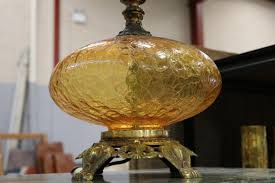 Amber Glass Lamp With Brass Base