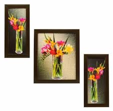 Wooden Frame Black Scenery Set Of 3