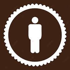 Man Flat White Color Round Stamp Icon