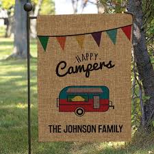 Happy Campers Burlap Garden Flag Signals