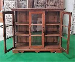 Antique Glass Door Cabinet Showcase At