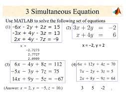 Solved 3 Simultaneous Equation Use