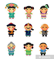 Wall Mural Cartoon Chinese People Icon
