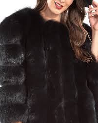 Black Fox Fur Coat With Vertical Panels