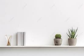 White Shelves Next To A Lamp Background
