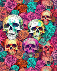 Colorful Sugar Skull Wall Art