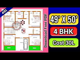 4 Bhk Best House Plan Ii 49 X 50 Feet
