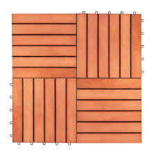 Brown Wood Interlocking Deck Tile