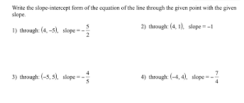 Slope Intercept Form Of The Equation