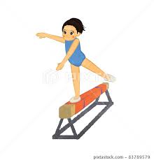 a girl walking on a balance beam asian