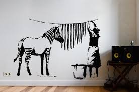 Wall Decal Banksy Zebra Stripes Laundry