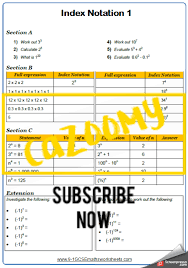 Index Notation Worksheets Practice